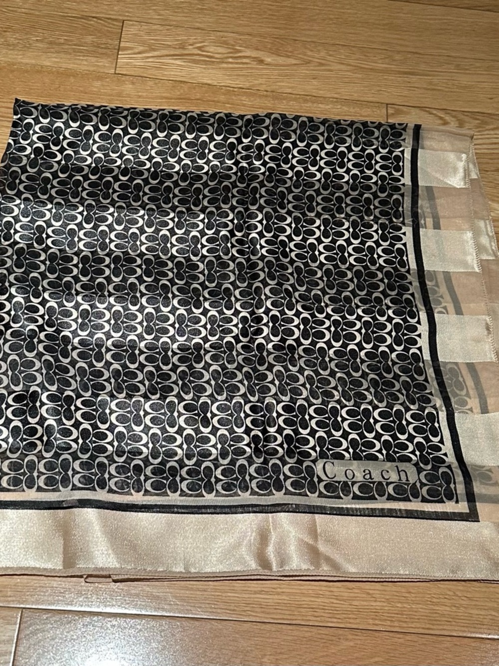 Black and Cream Signature Square Scarf